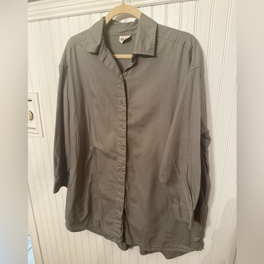 Pact XS Olive Green button up Tunic 100% organic cotton